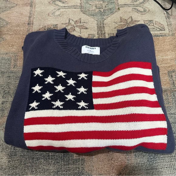 Old Navy Navy American Flag Sweater - Picture 1 of 2